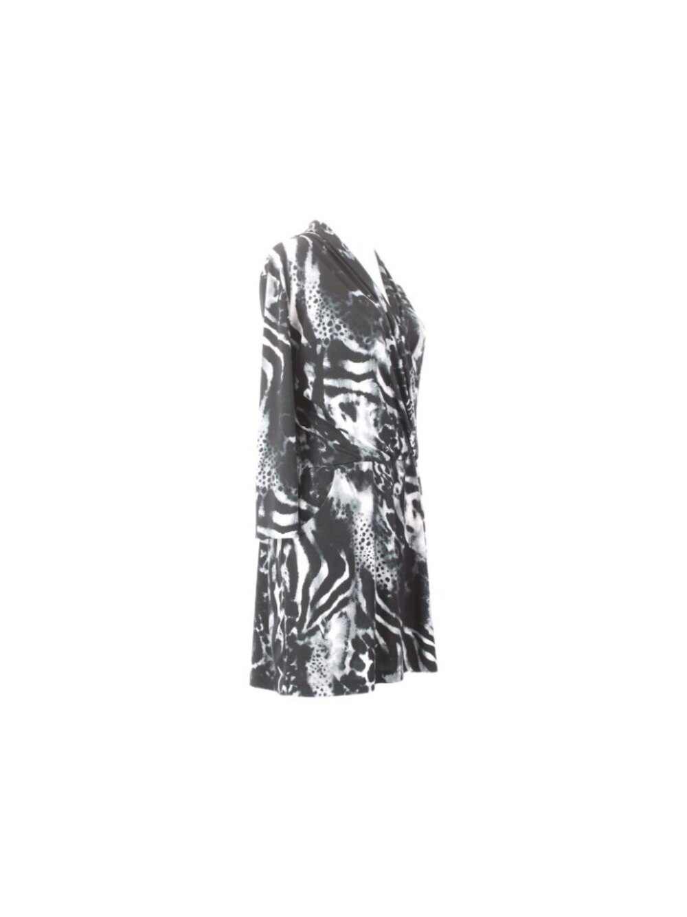 Chicos Dress Sz 1 Black White Animal Print Pockets Polyester Spandex Dress - Picture 4 of 11